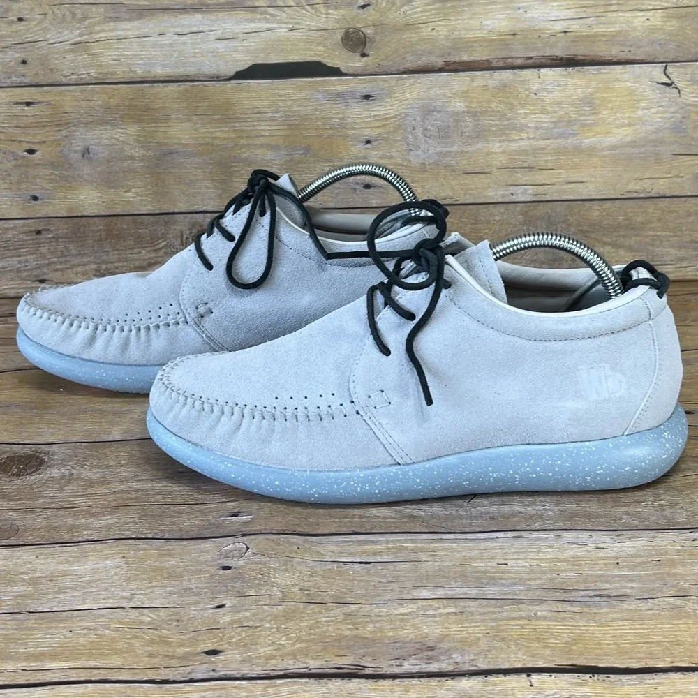 Worldboots Sz 8 Mens Moccasin Sneakers 100% Leather Suede Light blue‎ Color